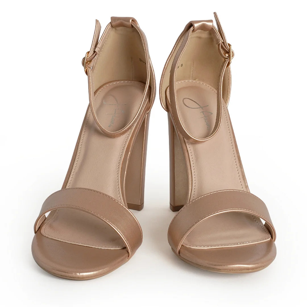 Shirley High Silver Comfortable Heels for Women | Open Toe Ankle Strap Block Sandal